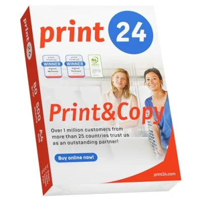 Abbildung von print24 Druckerpapier Kopierpapier 500 Blatt A4 80g Premium Weiß Testsieger PEFC, PEFC Zertifikat (GFA COC 500582)