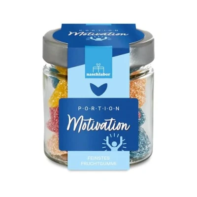 Abbildung von Portion Motivation Geschenkglas 120g Der Motivationsschub zum Naschen für die Arbeit, Schule oder Uni Geschenk Freunde, Kollegen Kommilitonen Motivationsgeschenk
