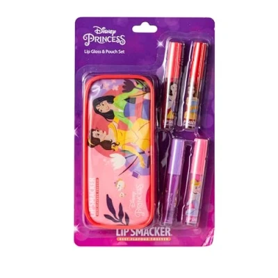 Abbildung von Lip Smacker Disney Princess Gloss Set, Make Up Set für Mädchen mit 4 Bunten Lipglossen, Inklusive Tasche Reißverschluss
