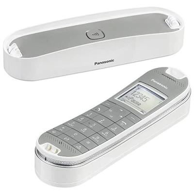 Abbildung von Panasonic KX TGK320GW Design Telefon schnurlos mit Anrufbeantworter (analoges (DECT), Eco Plus Modus, Anrufsperre, Wecker, Babyphone) weiß