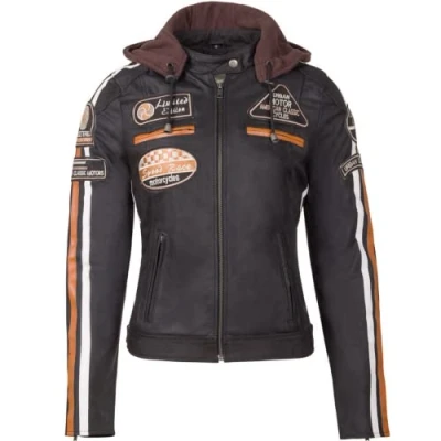 Abbildung von Motorradjacke Damen Mit Protektoren, URBAN 5884 , Damenjacke aus Lammleder, Protektoren für Rücken, Schultern und Ellenbogen, Braun, M