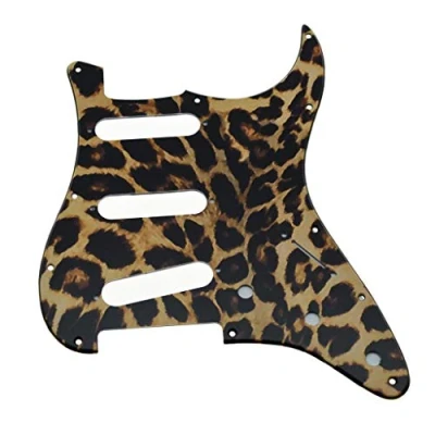 Abbildung von Dopro Schlagbrett, 11 Löcher, Strat Stil, 3D Druck, Kunststoff, umgekehrt mit Schrauben für Fender Jimi Hendrix Stratocaster Leopardenstreifen