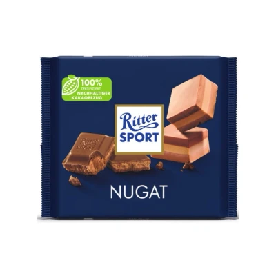 Abbildung von Ritter Sport Nugat 250 g, Tafelschokolade Großpackung mit cremig feinem Nougat, Edelnugat aus goldbraun gerösteten Haselnüssen, XXL Schokoladentafel intensivem Nussgeschmack