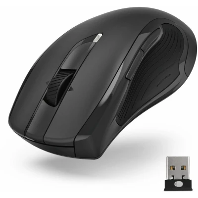 Abbildung von Hama Computermaus kabellos (Funkmaus mit 7 Tasten, Geräuschlose Laserfunkmaus für PC, Laptop und Notebook Rechtshänder Komfortgröße, 600/1200/3200 dpi, Windows 11/10/8/7/Vista/XP, MAC) schwarz
