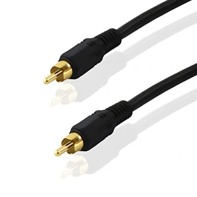 Abbildung von BestPlug 10 Meter Audio Kabel Aux in Out, 6,3mm Mono Klinke Stecker auf Cinch Stecker, Schwarz