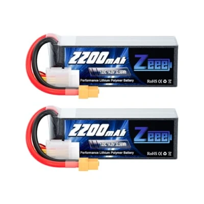 Abbildung von Zeee 4S Lipo Akku, RC Akku 14,8V 2200mAh 120C Batterien mit XT60 Stecker für UAV Drones FPV Rennrad Quadcopters Flugzeug Hubschrauber Boot Auto (2 Packungen)