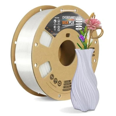 Abbildung von OVERTURE Silk PLA Filament 1.75mm, 1kg 3D Drucker Seide PLA, Maßgenauigkeit +/ 0.03 mm(Seide Weiß)
