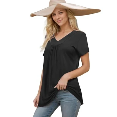 Abbildung von TANTOMI T Shirt Falten Longshirt Damen, Lockere Tshirt Damen für die Alltag Geeignet und den Arbeit