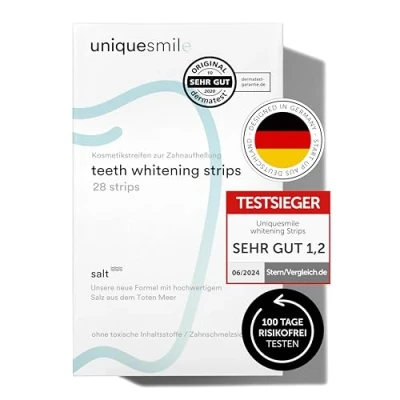 Abbildung von Uniquesmile White Stripes Zahnaufhellung, Zahnaufhellung Streifen, Whitestrips, Bleaching Weiße Zähne