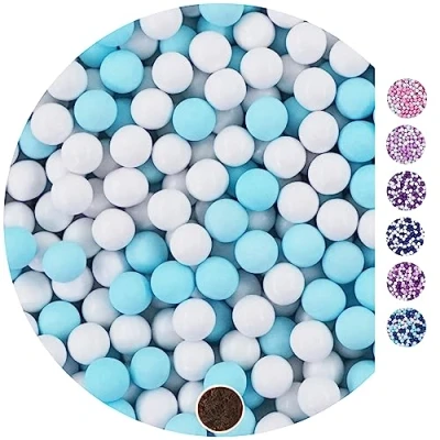 Abbildung von EinsSein 1kg Schokokugeln Mix small weiss hellblau ca. 1cm Gastgeschenke Hochzeit, Taufe, Kommunion, Konfirmation perfekt für Reagenzgläser Alternative Schokolinsen, Hochzeitsmandeln,