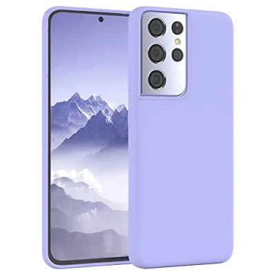 Abbildung von EAZY CASE Premium Silikon Handyhülle kompatibel mit Samsung Galaxy S21 Ultra 5G, Slimcover Kameraschutz und Innenfutter, Silikonhülle, Schutzhülle, Bumper, Handy Case, Softcase, Lila Blau