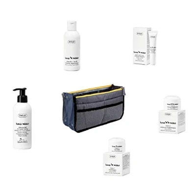 Abbildung von ZIAJA + TASCHE Set Satz creme peeling tonic seife Kosmetiktasche Veranstalter ®Auto schmuck (Ziegenmilch Gesicht)
