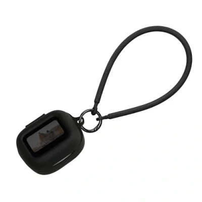 Abbildung von kwmobile Hülle kompatibel mit JBL Live Flex 3 / Buds Beam Kopfhörer Silikon Schutzhülle Etui Case Cover Handschlaufe Schwarz