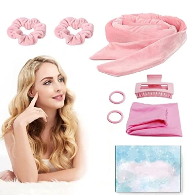 Abbildung von Lockenwickler Locken Ohne Hitze,Heatless Curls Band Samt über Nacht mit Stirnband, Rutschfest Heatless Haarnadel DIY Hair Curler Set für Mittleres Langes Haar