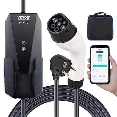 Abbildung von VEVOR Tragbares EV Ladegerät 3,68 kW für Elektrofahrzeuge Ladekabel Typ 2(IEC62196) CEE 7/7 Stecker 8 16A 1 Phasig Ladestation 8,6m Kabellänge IP66 Wasserdicht Wallbox
