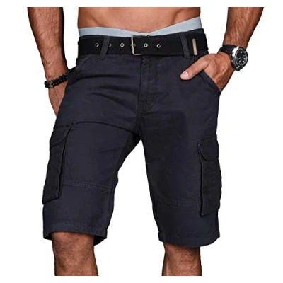 Abbildung von A.Salvarini Stylische Herren Cargo Short inkl. Gürtel Sommer Bermuda Kurze Hose Army Shorts AS 037 [AS Anthrazit W31]