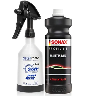 Abbildung von detailmate Universalreiniger Basic 1 Set: SONAX ProfiLine MultiStar 1L + made by Kwazar Mercury Super PRO+ 0,5L Sprühflasche