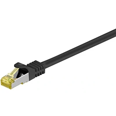 Abbildung von goobay 92649 LAN Kabel 1meter doppelt geschirmt S FTP Netzwerkkabel CAT 7 1m mit 10 Gigabit RJ45 Stecker Schwarz