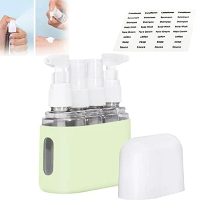 Abbildung von Mini Shampoo Dispenser Portable Travel Bottle Set, And Conditioner Dispenser, Containers With Labels For Toiletries, Bottles Toiletries (4 in 1,Green)