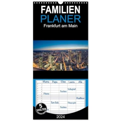 Abbildung von Familienplaner 2025 Frankfurt am Main mit 5 Spalten (Wandkalender, 21 cm x 45 cm), CALVENDO