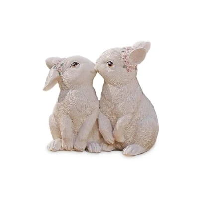 Abbildung von Loberon Hasen Soel, handbemalt, Romantisches Design, Osterhasen mit süßem Blütenkranz, Ostern, Osterdeko, Osterfiguren, Polyresin, Creme