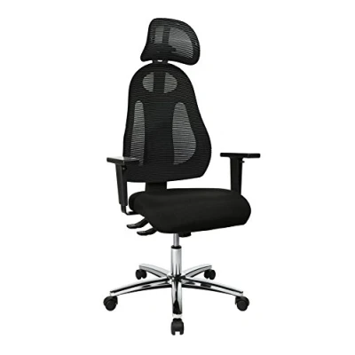 Abbildung von Topstar Bürostuhl Free Art Chrom inkl. höhenverstellbarer Armlehnen und Kopfstütze schwarz/schwarz