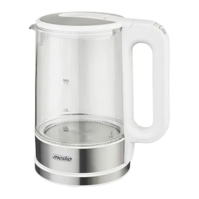Abbildung von Mesko Wasserkocher MS 1301W 1,7 Liter, Glaskessel mit LED Beleuchtung Edelstahl/Weiß