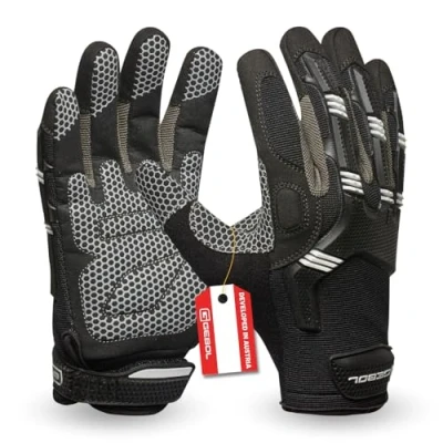 Abbildung von Gebol Master Impact Arbeitshandschuhe &amp; Sporthandschuhe mit Polsterungen und Grip Atmungsaktive Schutzhandschuhe Klettverschluss Für Damen Herren Größe L (Gr 9) Schwarz 1 Paar