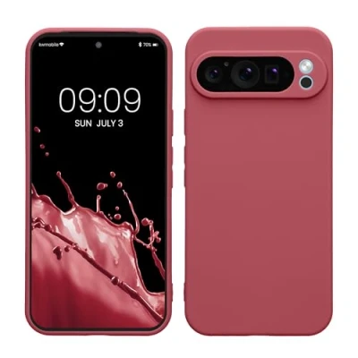 Abbildung von kwmobile Handyhülle kompatibel mit Google Pixel 9 Pro XL Hülle Handy Case aus weichem Silikon in Dark Rose