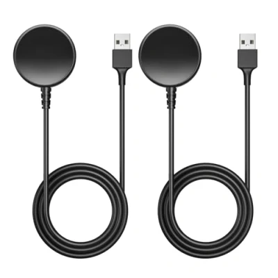 Abbildung von MoKo 2 Stück Ladegerät Kompatibel mit Samsung Galaxy Watch Ultra/Watch 7/Watch FE/Watch 6/6 Classic/Watch 5/5 Pro/4/4 Classic/3/Active 2/1, Induktive Ladestation 100cm USB Ladekabel, Schwarz