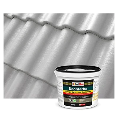 Abbildung von Isolbau Dachfarbe 12 kg RAL Farbe Fassadenfarbe Nano Dachlack Sockelfarbe Wetterfest Lösemittelfrei, Wasserdicht, UV beständig Steingrau