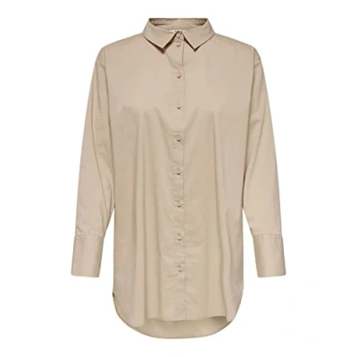 Abbildung von JDY Jdymio LONG Hemdbluse, Damen, Größe: 38, Beige