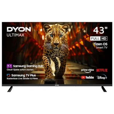 Abbildung von DYON ULTIMAX 43F TI 43 Zoll (108 cm) Fernseher (1080p, Full HD Smart TV, Tizen OS, Triple Tuner (DVB C/ S2/ T2), Samsung &amp; Gaming Hub, Prime Video, Netflix, Disney+) [2024]