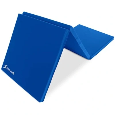 Abbildung von ProsourceFit Tri Fold Folding Thick Exercise Mat 6’x2’ with Carrying Handles for MMA, Gymnastics Core Workouts, Blue