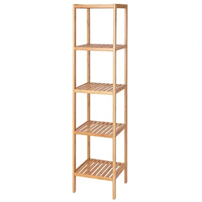 Abbildung von dibea Regal aus Bambus, Badezimmerregal, Wohnzimmerregal, Küchenregal, mit 5 Ablageflächen, 33 x 146 cm