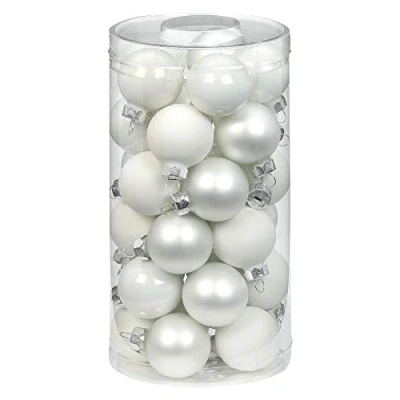 Abbildung von MAGIC Weihnachtskugeln Glas 4cm, 30 Stück Christbaumkugeln Deko Weihnachten Farbe: Just White Mix (weiß)