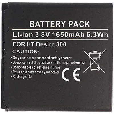 Abbildung von Akku kompatibel mit HTC Desire 300, Li Ion, 3,8V, 1650mAh, 6,3Wh
