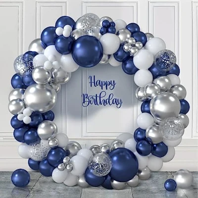 Abbildung von Luftballon Girlande Blau, 117 Stück Blau Weiß Silber Luftballons und Konfetti Ballons, Ballons Geburtstag für Babyparty, Baby Shower Party Deko, Geburtstagsdeko Mann, Hochzeit, Jubiläum