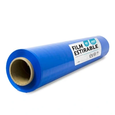 Abbildung von blaue Folie zum Verpacken, Kunststoffabdeckung, für Umzugskisten, Schutz von Möbeln und Sendungen, Maße 50 cm x 200 m, dehnbar, m office (Blau, 1 Stück)