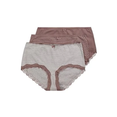 Abbildung von Ulla Popken 3 PACK OF Hipster Panties, Damen, Größe: 54/56, Earth