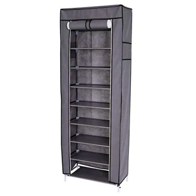 Abbildung von dibea Faltschrank schmal mit Vlieshülle 60x160x30 cm, grau