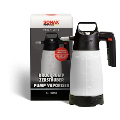 Abbildung von SONAX DruckpumpZerstäuber für Säuren+Alkalien (1 Stück) zum bequemen Aufbringen von säure und alkalienhaltigen Reinigungs Pflegemitteln