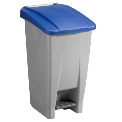 Abbildung von Sunware Basic Abfalleimer 60 Liter 49x38x70cm mit Rädern/Fußpedal/Handgriff grau/blau