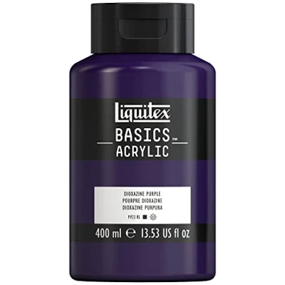 Abbildung von Liquitex 8870323 Basics Acrylfarbe, monopigmentierte Künstlerpigmente, lichtecht, mittlere Viskosität, Archivqualität, seidenglänzender Finish, 400ml Flasche Dioxazinpurpur, Topf