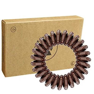 Abbildung von Reskthetic hochwertige Spiral Haargummi (braun), schonend zum Haar, nachhaltig, umweltfreundlich, (Telefonkabel, Zopfgummis) für Mädchen &amp; Frauen/Damen (12 x 3,5 cm)