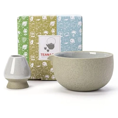 Abbildung von Japanische Matcha Schüssel mit natürlicher Steinstruktur (Ausgießer) Schneebesenhalter, 18 OZ. TEANAGOO, K12, Dk.grey, Chawan Teeschale, Keramikschale, Teeschalen für Matcha,