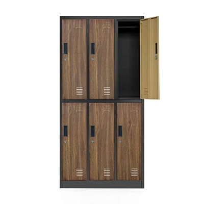 Abbildung von Jan Nowak Schließfachschrank 3B2A Wertfachschrank Metallspind Umkleideschrank 6 Fächer Stahlblech Pulverbeschichtet 185 cm x 90 45 (H B T) (Anthrazit Holzoptik)