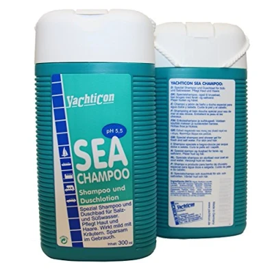 Abbildung von YACHTICON 2 Flaschen Sea Champoo/Meerwasser Seife Shampoo, Schampon, Schampu. Haarwaschmittel a 300ml pflegt entspannend von Wind Sonne Wasser beanspruchte Haut und Haare