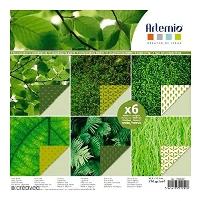 Abbildung von Artemio Scrapbooking Papier, Blattgrün, 30,5 x cm, 6 Blatt