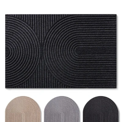 Abbildung von Blumtal Fußmatte 60x90 cm rutschfeste Schmutzfangmatte Fußabtreter mit Muster Fußmatten Haustür Türmatte aus Polyester innen/Schmutzfangmatte außen/Floor Mat Dunkelgrau